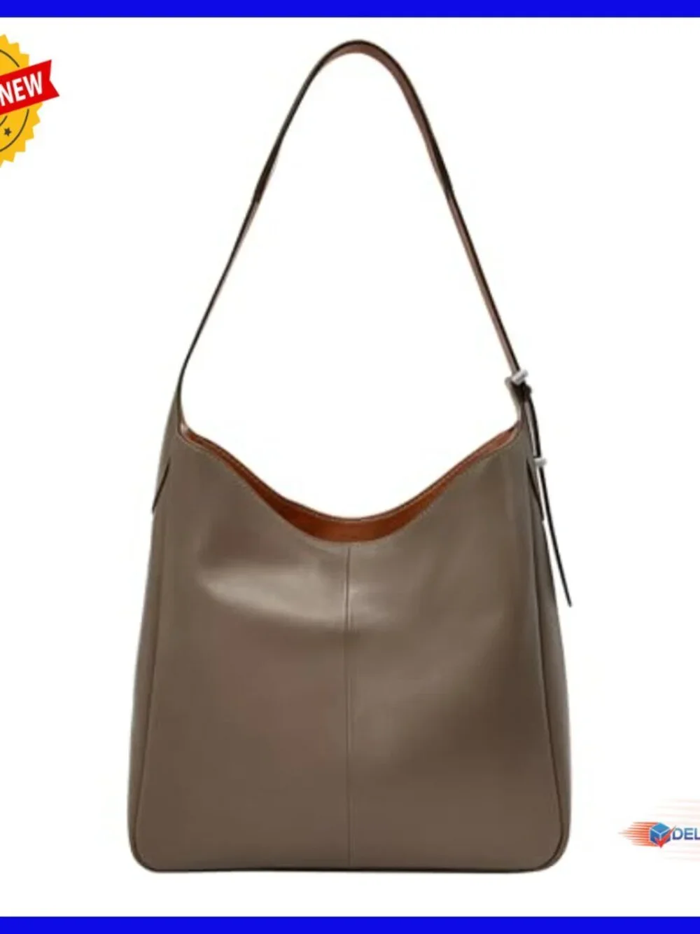 Genuine Leather Hobo Bag with Adjustable Strap, Fits iPad Pro